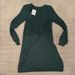 Next Shimmering Teal Long-Sleeve Dress